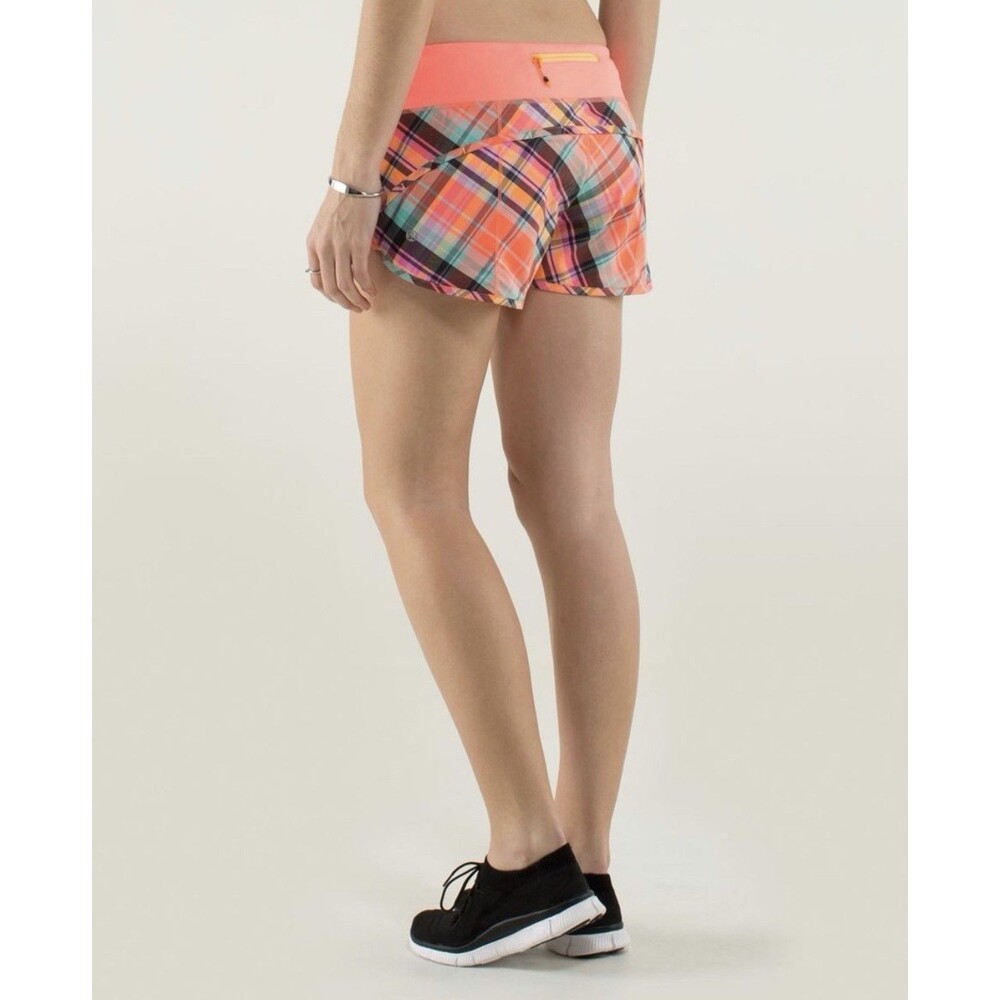 Lululemon Run: Speed Short *2-way Rad Plaid Very Light Flare Reflective / RARE 6